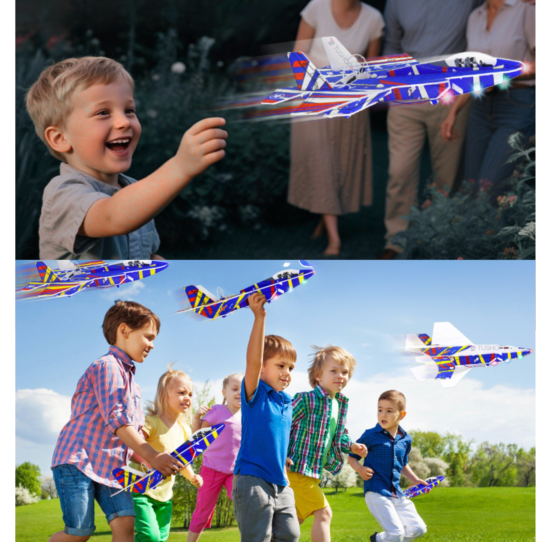 AVION ARMABLE CON MOTOR RECARGABLE LUCES